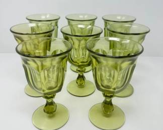 Moss Green Imperial Glass Style Wine Goblets (Set Of 8)