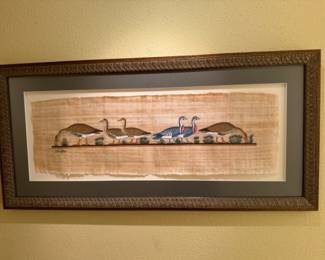 Signed Egyptian Geese Papyrus Painting - Large	