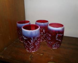 Cranberry Glass Drink Set 