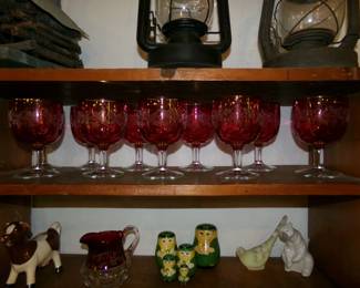 Cranberry Glass Set 