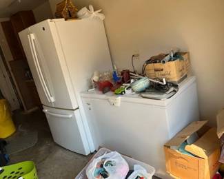 Extra fridge and chest freezer in the attached garage