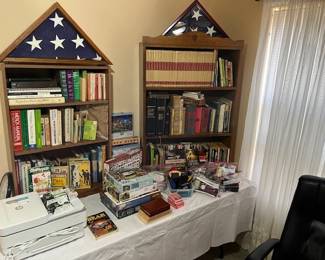 HP printer, lots of games and puzzles and books