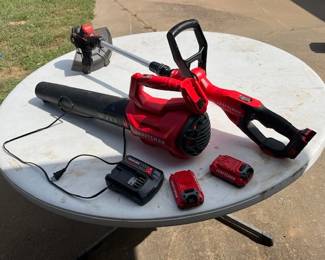 Like new Craftsman battery powered blower and string trimmer with 2 batteries and a charger