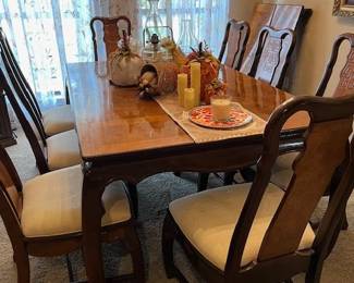 The dining room table with handmade pumpkins