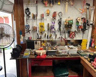 Tool room next to detached garage