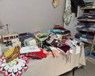 Lots of handmade items and fabric