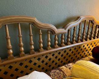 A close look at the vintage King head board detail