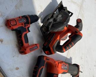 Black and Decker battery powered tools