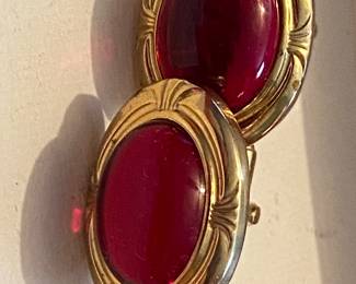 Red and gold tone cufflinks