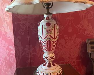 Beautiful cranberry glass lamp