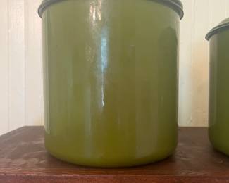 Green enamelware canister set of 4 