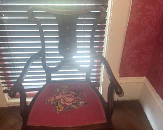 Beautiful needlepoint cushioned chair 