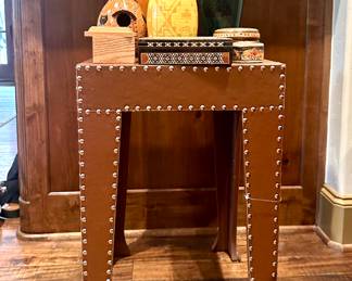Leather Wrapped Accent Table