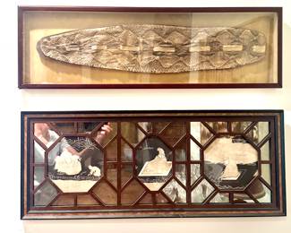 Japanese Woodblocks Set in Framed Mirror