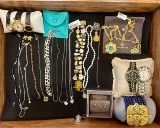 Selection of Gold and Sterling jewelry & Watches