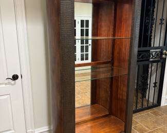 Leather Lined 3 Glass Shelved Lighted China Cabinet (19"D x 36"W x 78"H)