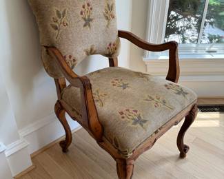 Upholstered Floral Motif Armchairs (4 Total)