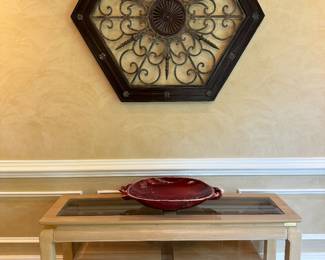 Bernhardt Console Table (16"D x 56"W x 27"H) with Bernhardt Stools ( 20"W x 16"D x 16"H / 2 Total)