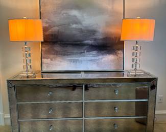 New Age Industries Co. 6 Drawer Mirrored Dresser (20"D x 72"W x 36"H)