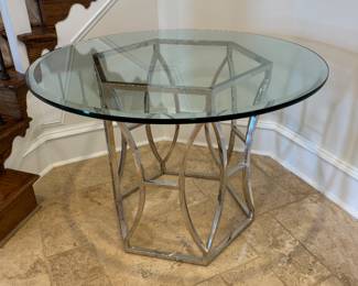 Safavieh Couture Shaw Glass Top  w Chrome Base Entrance Table (Glass Top- 42"D x 30"H x Base 27-1/2"D)