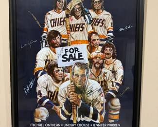 Framed "Slap Shot" Movie Poster Autographed by Pictured Cast