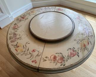 Hand-Painted Floral Motif Round Pedestal Dining Table (54"D x 30"H) 