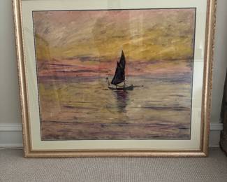 Framed "The Sailing Boat Evening Event" Print by Claude Monet