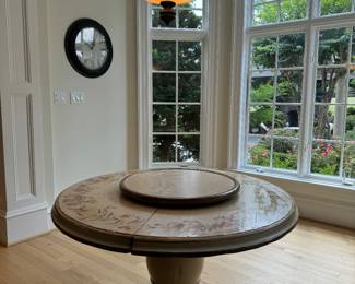 Hand-Painted Floral Motif Round Pedestal Dining Table (54"D x 30"H)