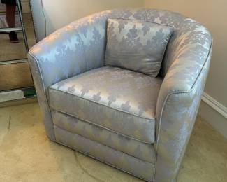 Silver & Grey Upholstered Armchair (30"H x 33"W x 29" Back Height)