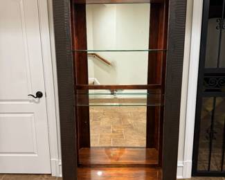Leather Lined 3 Glass Shelved Lighted China Cabinet (19"D x 36"W x 78"H)