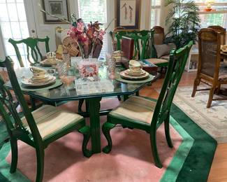 table w/6 chairs, glass top