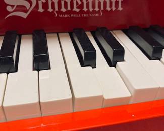 Vintage Schoenhut Red Wooden Children's Piano. 25 Keys Length 16.5".