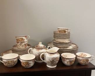 Vintage Antique Gold Fruit Japanese Dishes and Tea Set.