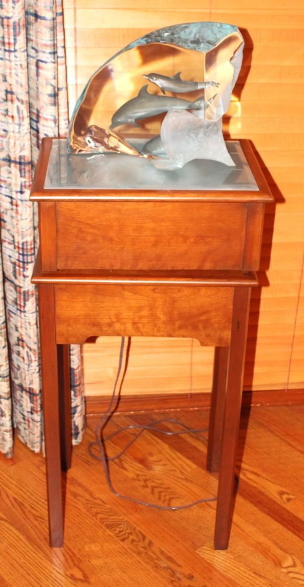 Dolphin Wonder by Robert Wyland, Lucite Sculpture       with custom made light table.  No. 1,673 of 2,000.          BUY IT NOW!  $975.00.         12 1/2" X 13 1/2" X 7"