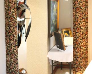 Custom upholstered framed mirror. $85.00. 31" x 40"
