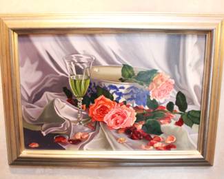 "A Bed of Roses" Original oil painting, by Elayne Kuehler BUY IT NOW! $275.00. 20" X 24" Original price $1,400