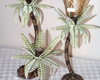 Palm tree candle holders.