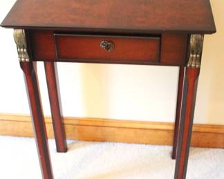 Side table w/one drawer. $75.00 12" D x 23" W x 29 1/2" H.