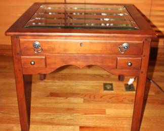 Bob Timberlake Collector's lamp table. Beveled glass top 3 drawers. BUY IT NOW! $225.00 26" W x 26" D x 22" H