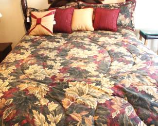 Queen bedding and pillows. Bed and nightstand on left are not for sale.