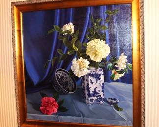 "Blue Satin and White Camellia" BUY IT NOW! $350.00. Elayne Kuehler, 24" x 24"