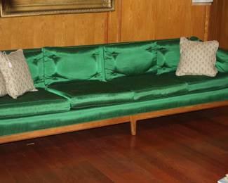 mid-century modern MCM green sofa