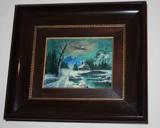 miniature French Limoges (enamel on copper) signed and framed