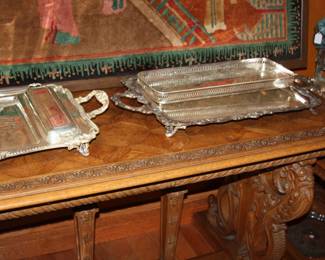 silverplate trays and serving platters