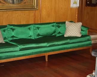 mid-century modern MCM green sofa