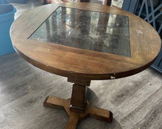 Round wooden end table