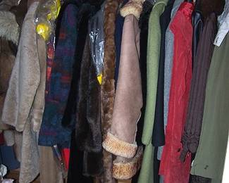 Cedar closet w / ladies fur, leather, suede and wool coats