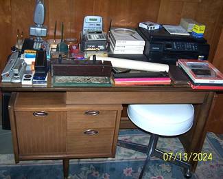 MCM desk, rolling stool