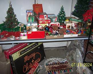 Christmas items including ceramic tree (located in attached garage)