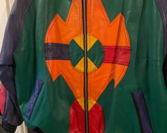 Winlit 1980’s colorblock leather jacket